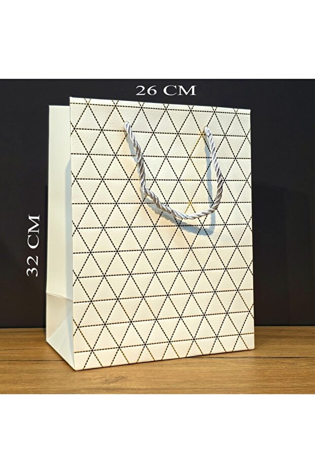 Large Size White Patterned Gift Bag - 1