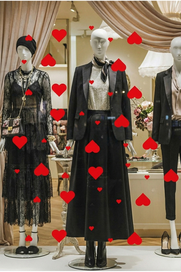 50 Pieces of Heart Glass Display Case Room Decoration Stickers for February 14Th Valentine's Day