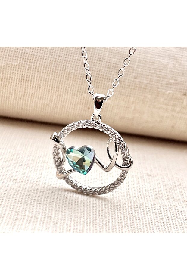 Zircon Stone Heart Steel Love Necklace