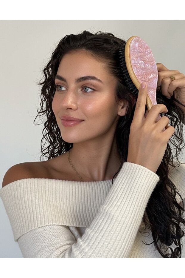 Kadın Doğal Bambu & Asetat Saç Tarağı - 3