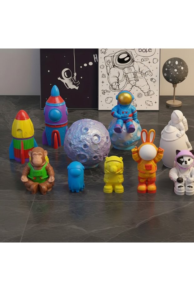 Cute Heroes in Space Stone Painting Set - School and Home Activity...12 Color Paint, 2 Brushes