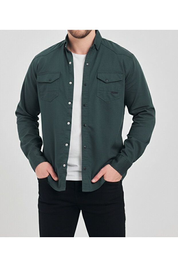 Men's Shirt Slim Fit Slim Cut Cotton Men's Denim Shirt