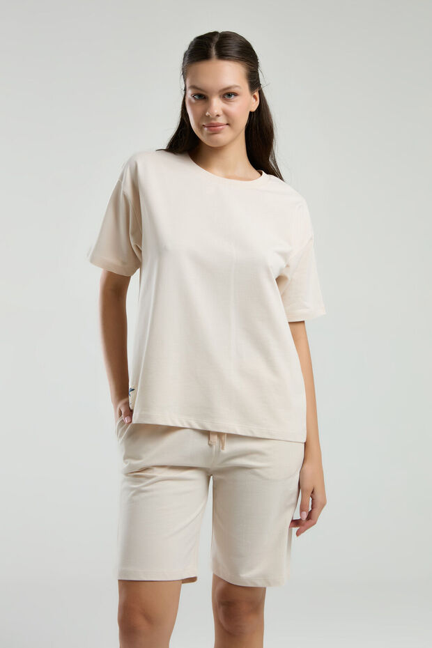 Kadın Krem Şort Takım - 1