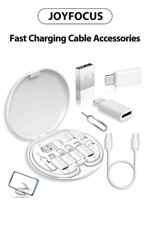 كابل بيانات متعدد الوظائف للشحن السريع بقدرة 60 واط مع محولات أندرويد وآيفون ودعم شريحة SIM وبطاقة ذاكرة - 1