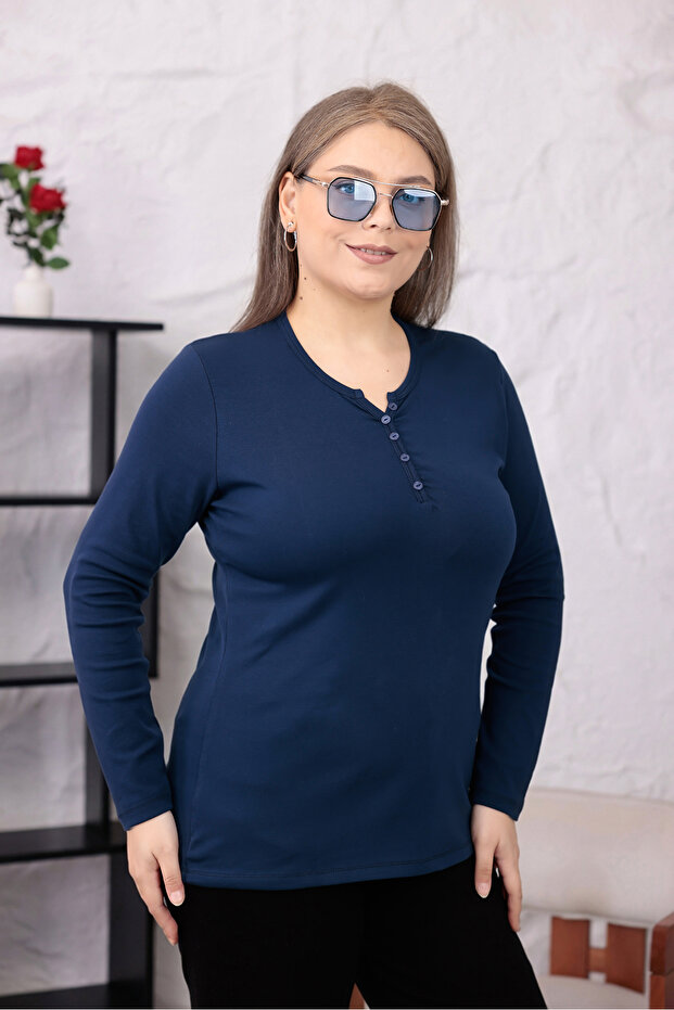 بلوزة قطنية كبيرة الحجم قماش قابل للتمدد - 6