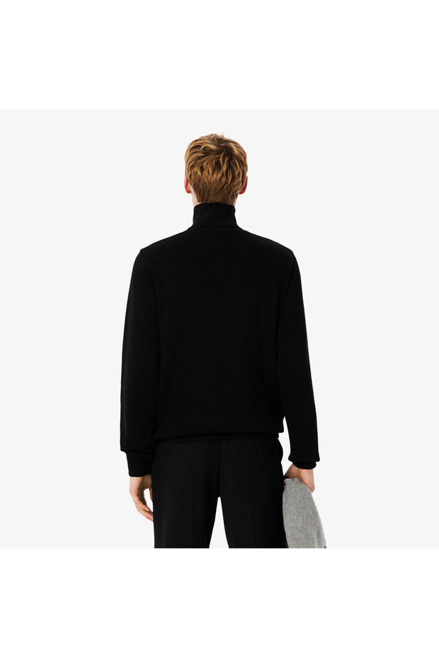 Erkek Classic Fit Yarım Fermuarlı Siyah Sweatshirt - 2