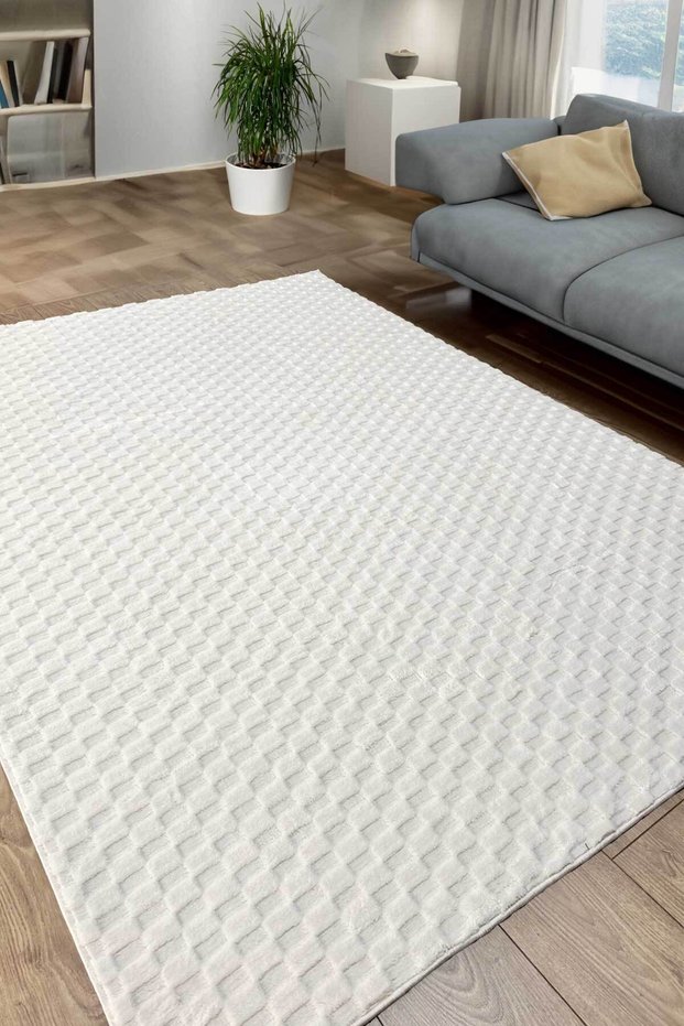 Dolly Scandinavian Premium Plush Curly White Woven Living Room Rug Kitchen Rug Kids Rug Runner Rug