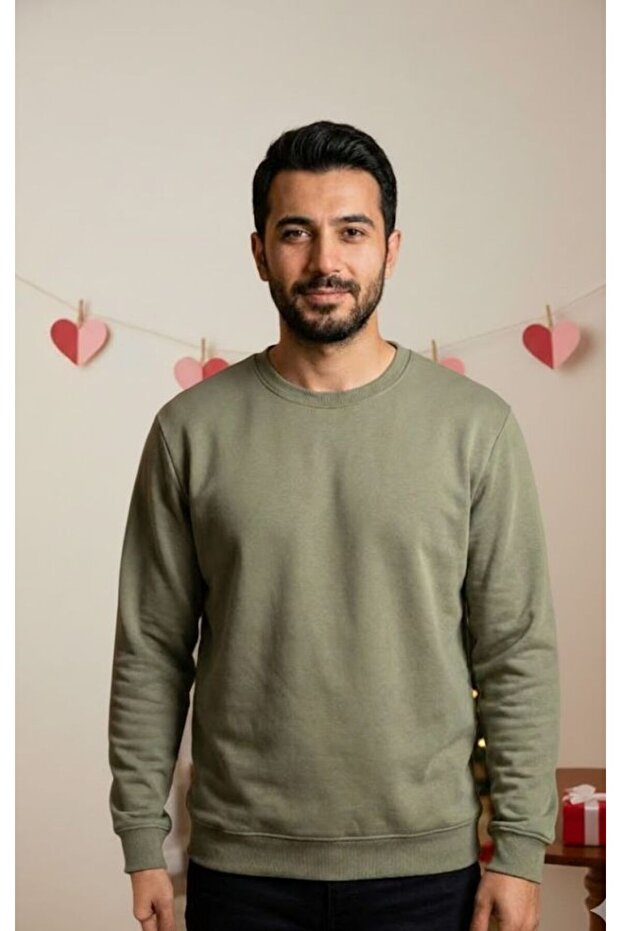 سترة رجالية أساسية بياقة مستديرة وتصميم فضفاض من قماش البيكيه - 2