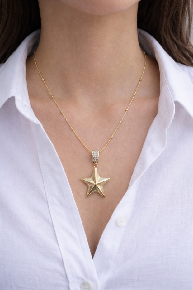 Yıldız Çelik Kolye - 3