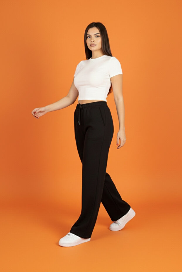 Kadın 2'li Modal Boru Paça Baskılı Pantolon - 2