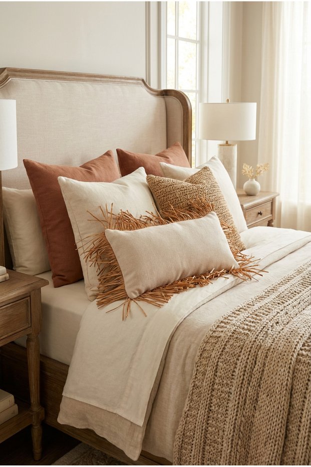 Bohemian Style, Handmade, Raffia Tassels, Rustic, Garden, Balcony Living Room, Bedroom Textile,