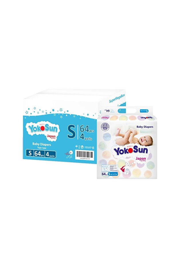 Baby Diapers, size 2 / S (up to 6 kg) 64 pieces * 4 packs