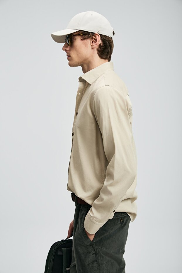 112010686 Ferla Basic Shirt Regular Fit Ανδρικό πουκάμισο ΜΠΕΖ - 3