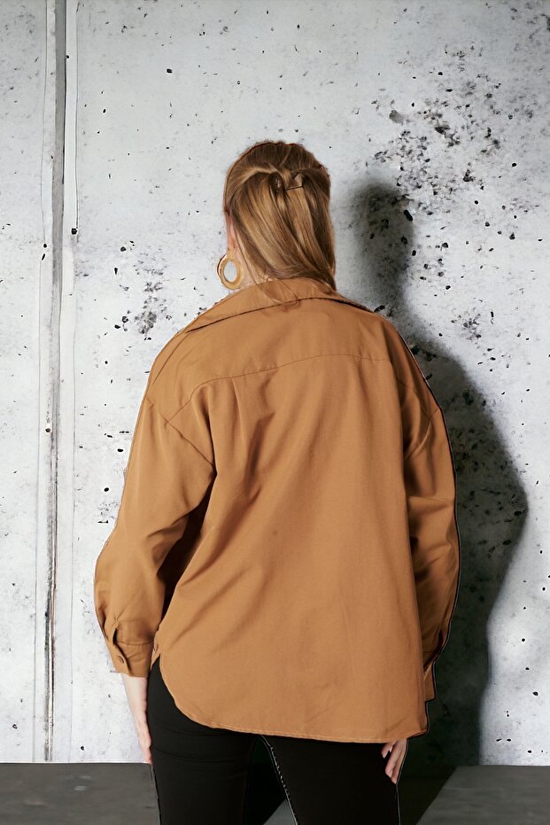 Oversize Uzun Basic Gömlek - 4