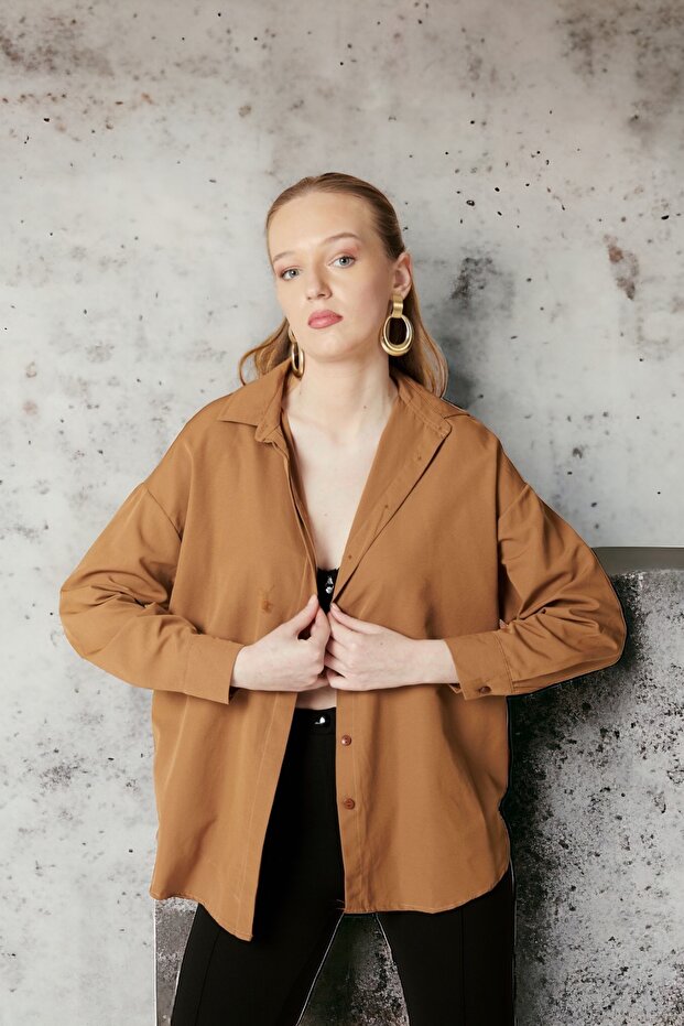 Oversize Uzun Basic Gömlek - 3