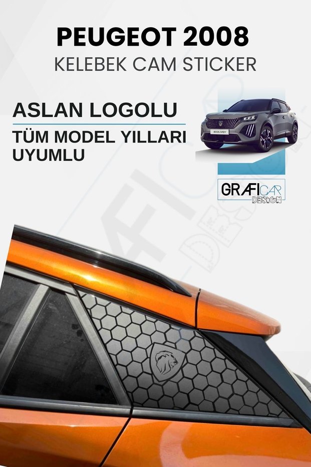 Peugeot 2008 Compatible Butterfly Glass Sticker Set - Lion Logo