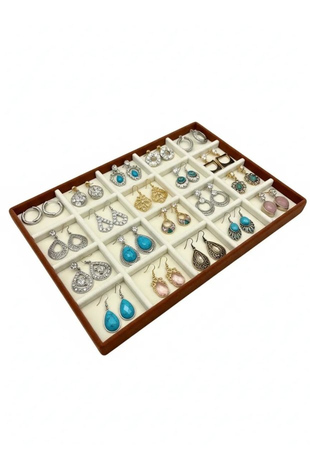 Domestic Production Suede Fabric Two-Color Compartment Drawer Inside Jewelry Stand