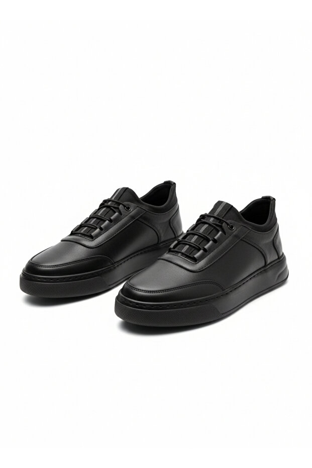 Genuine Leather Stretch Black Casual Shoes