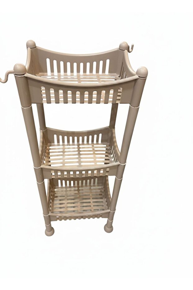 سلة خضروات من 3 رفوف بني/بيج - 1