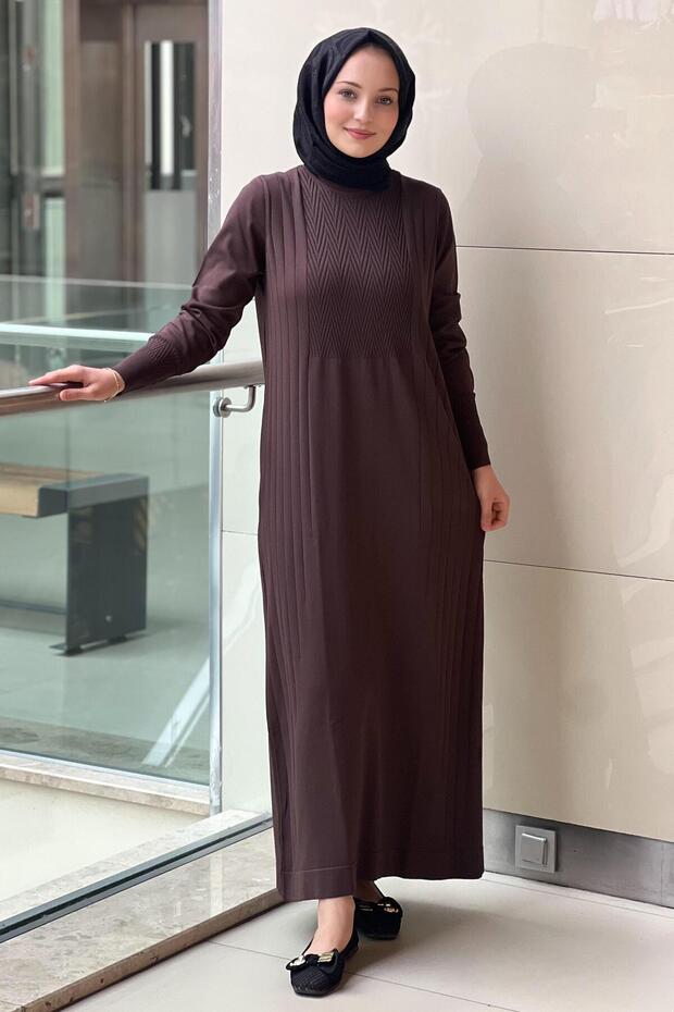 Zigzag Desenli Merserize Elbise - 3