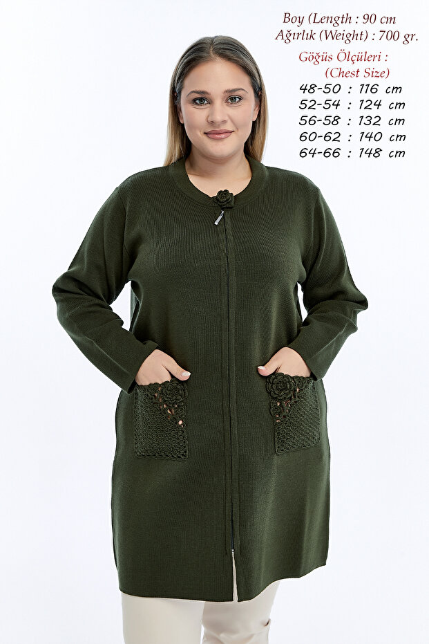 Knitwear Plus Size Handmade Crochet Mother Long Thick Oversized Thick Winter Mother Black Cardigan