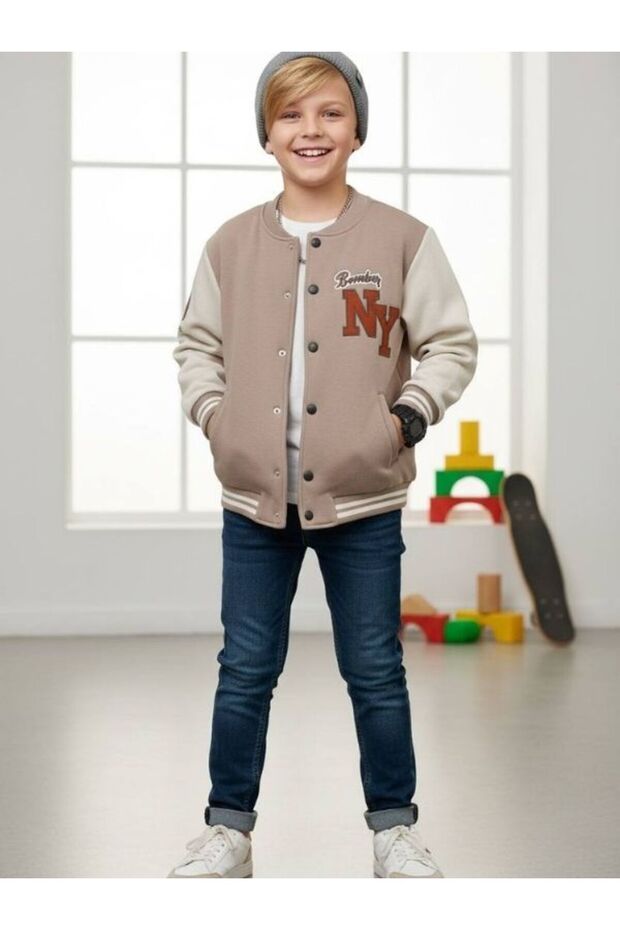 Boy's 3 Thread Raised Back Printed College Jacket - 4