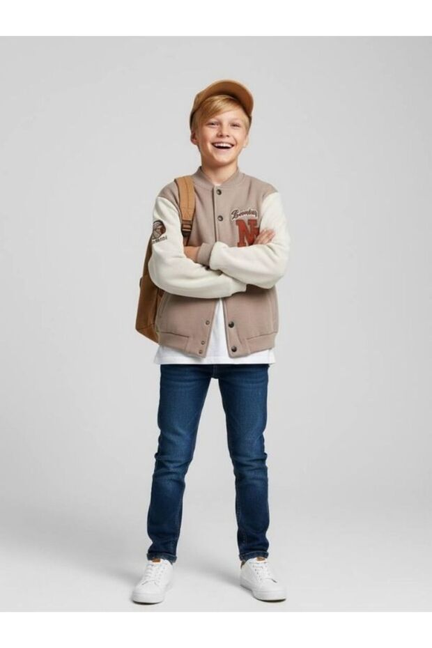 Boy's 3 Thread Raised Back Printed College Jacket - 3