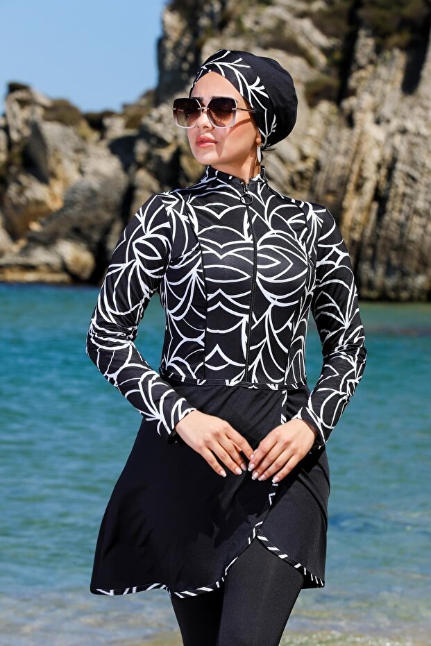 Pareo Model Design Closed Hijab Swimsuit with Tights 2290