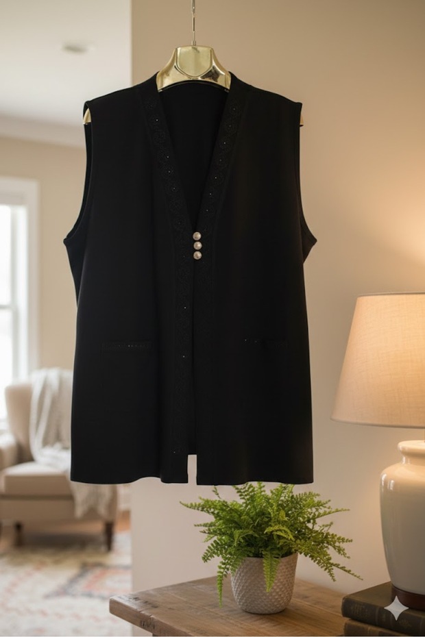 Large Size Combed Cotton Jewelled Short Vest