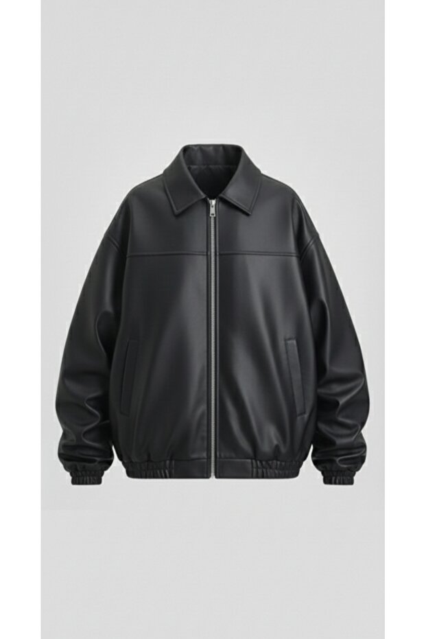 Oversize Erkek Deri Ceket - 1