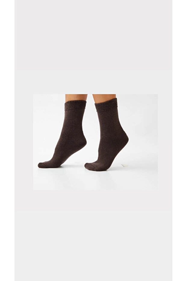 Unisex 2 Pieces Towel Socks Dark Brown