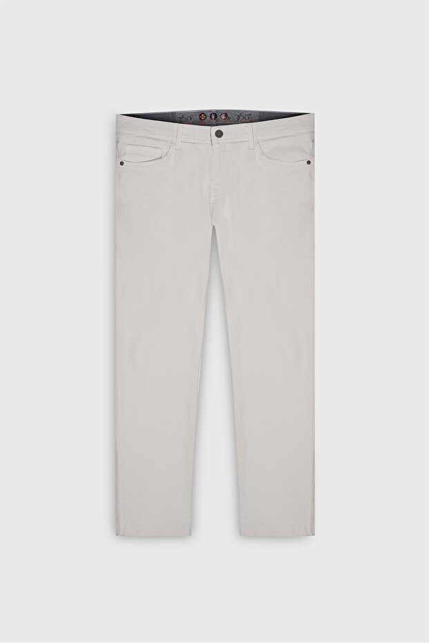Erkek Ekru Diz İzi Yapmayan 360 Derece Her Yöne Esneyen Rahat Slim Fit Pantolon - 7