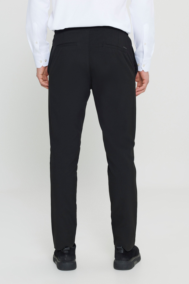 Erkek Siyah Diz İzi Yapmayan Beli Bağlamalı Yan Cepli Jogger Pantolon Slim Fit Rahat Kesim - 9
