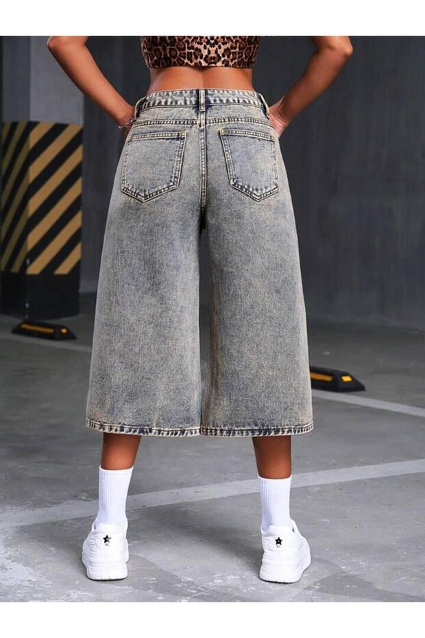 Baggy Denim Bermuda Şort - 2