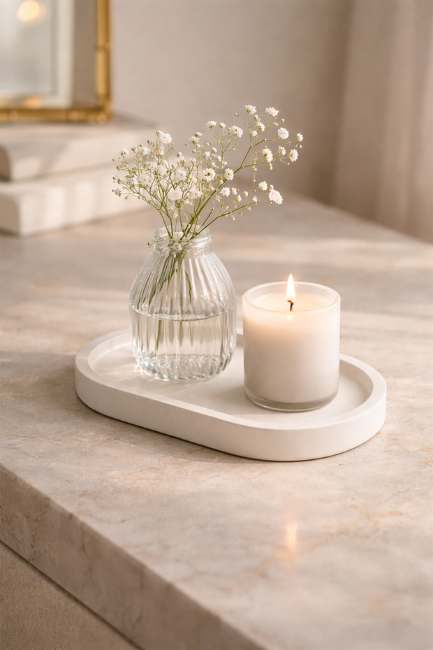 Oval Shape Small Decorative Tray – Handmade Stone Texture, Stylish Presentation & Home Decor