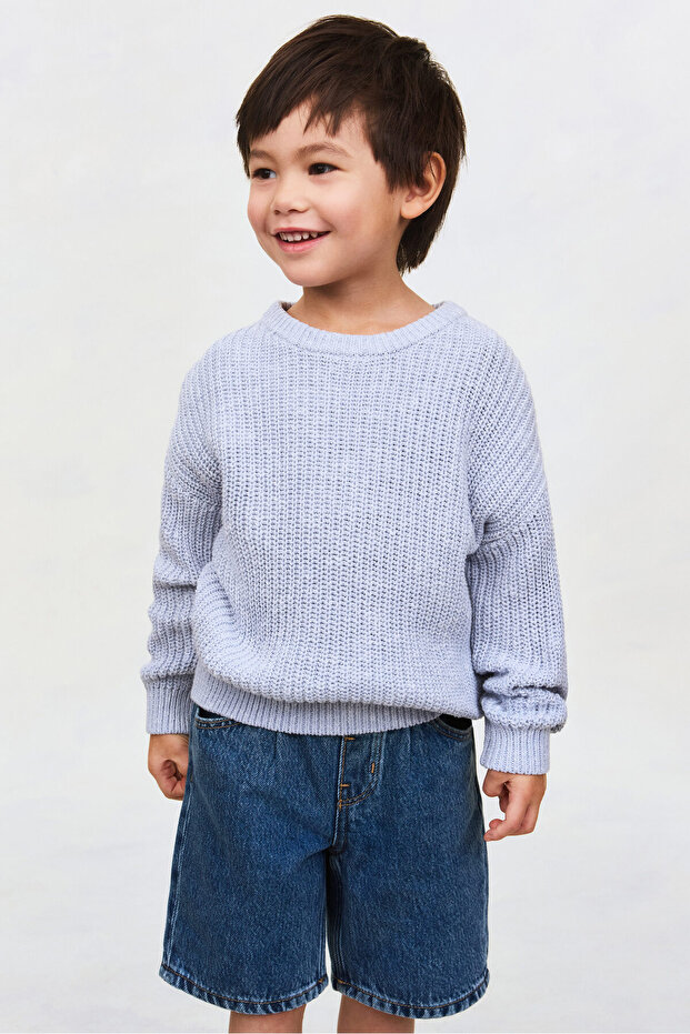 Diz Boyu Kot Şort - 3