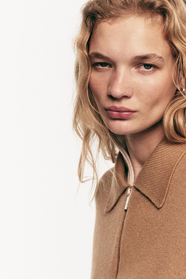 Fermuarlı Oversize Hırka - 6