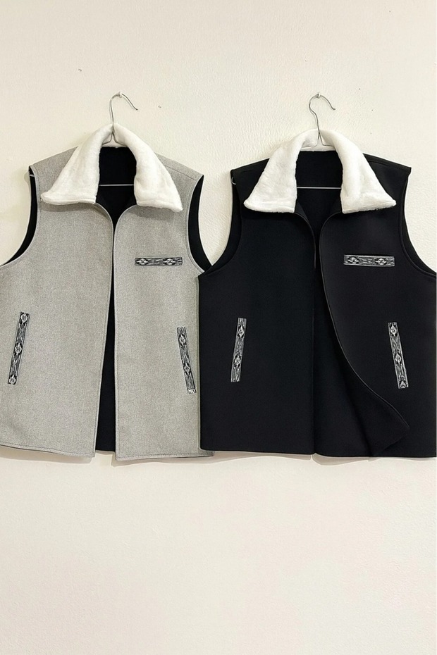 Gray double-sided vest with a modern design