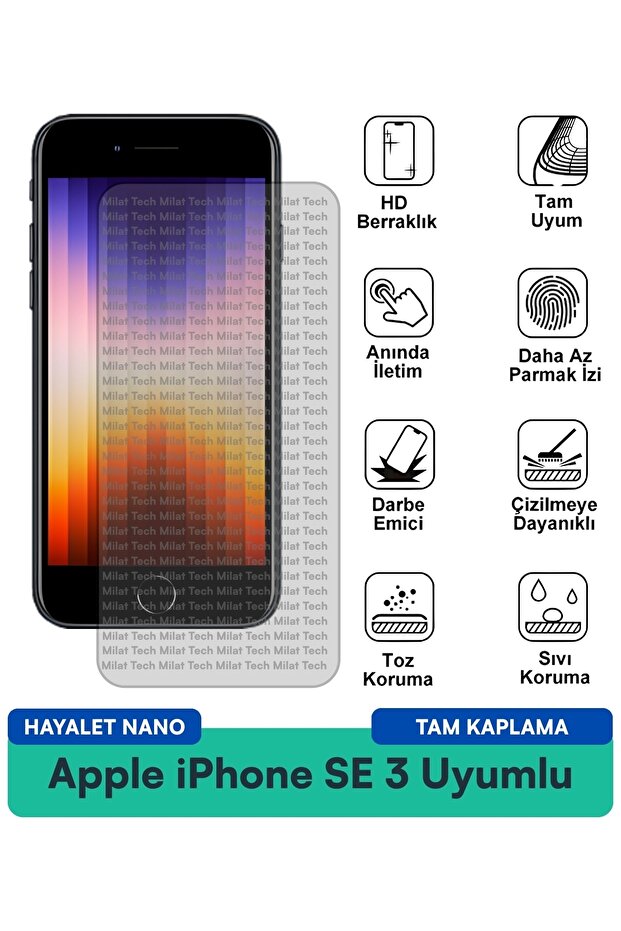 فيلم حماية الشاشة Apple iPhone SE 3 Ghost Nano هيكل رقيق ومرن مضاد للخدش