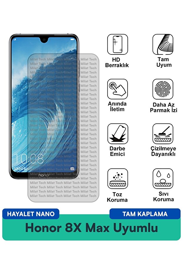 فيلم حماية الشاشة Honor 8X Max Hayalet Nano سهل التركيب ومقاوم للبقع