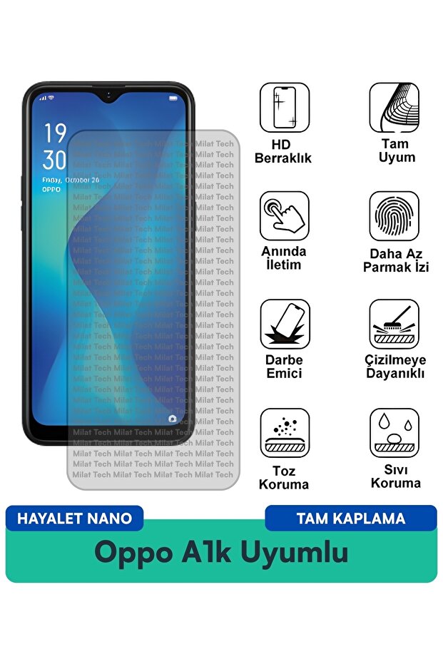 فيلم حماية الشاشة Oppo A1k Hayalet Nano ذو ملمس حساس عند اللمس