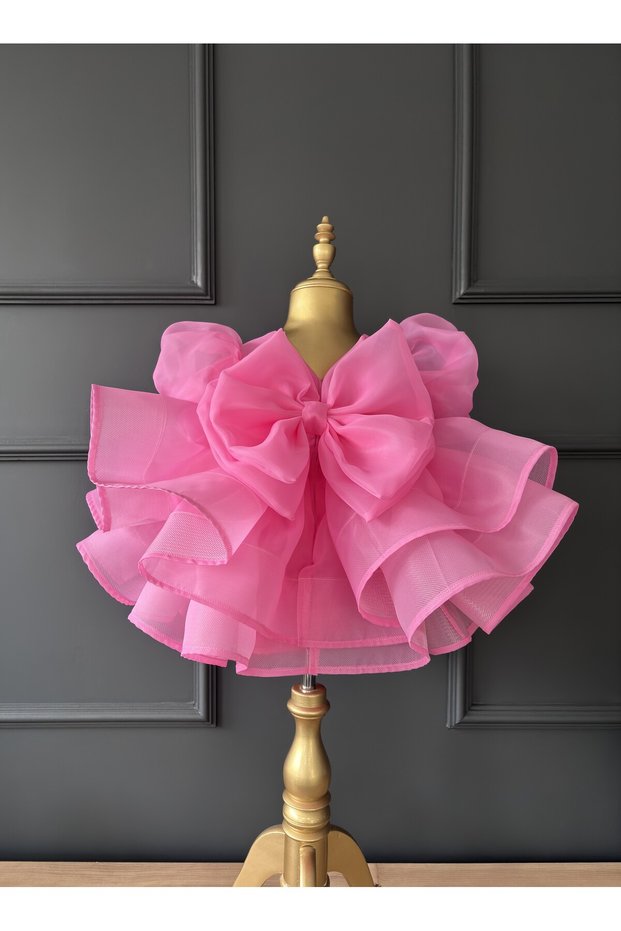 Balloon Sleeves Buckle Girls' Evening Dress
