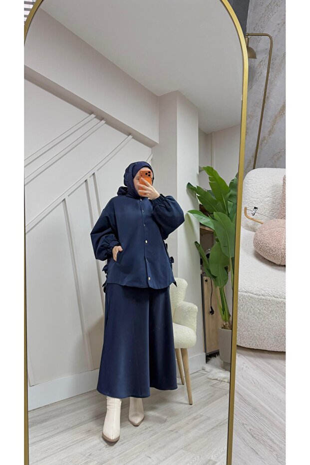 Basic Saten Etek Lacivert - 6