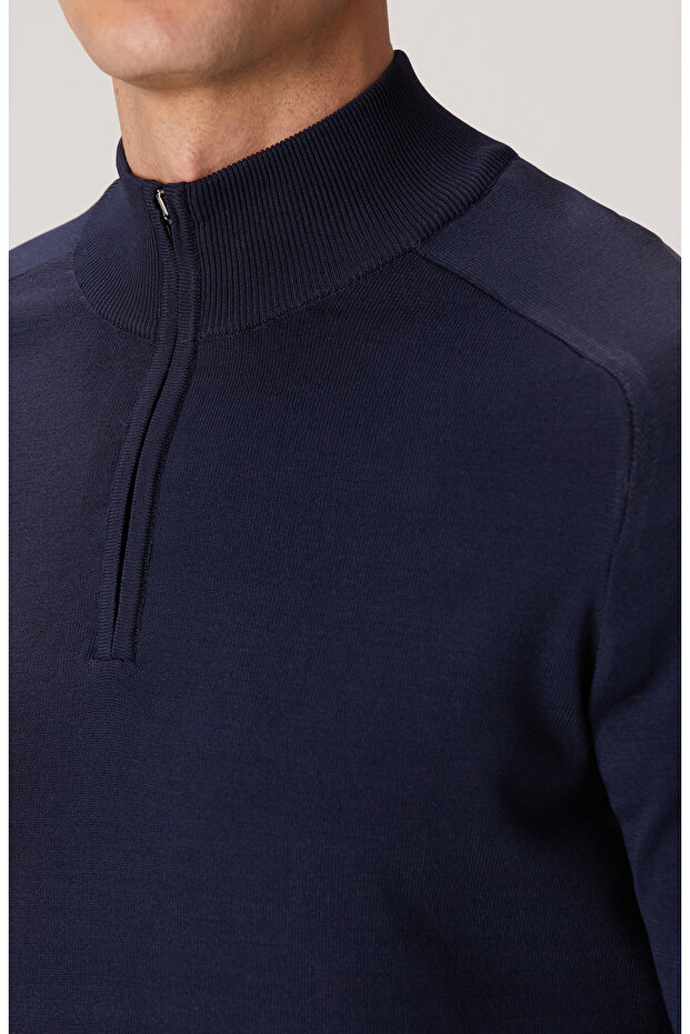 Lacivert Fermuarlı Kazak - 6