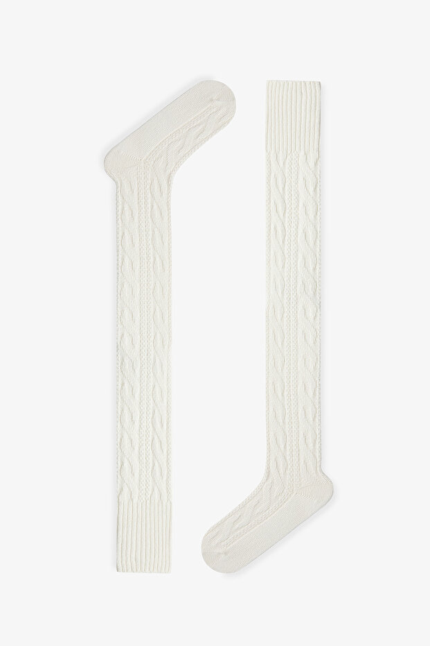 جوارب سميكة منسوجة بنمط محبوك للركبة - 2