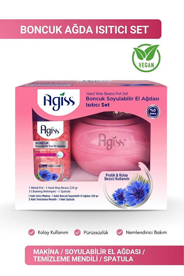 AGISS Boncuk Soyulabilir Inci El Ağdası Isıtıcı Set 220 gr