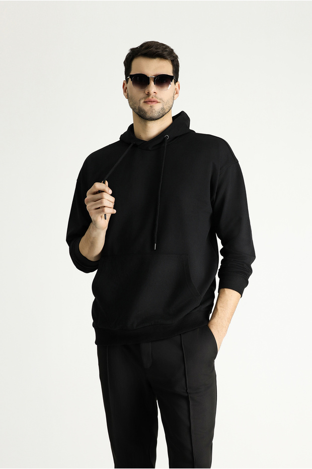 Kapüşonlu Oversize Pamuklu Sweatshirt - 2