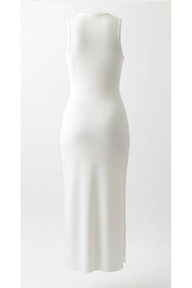 Triko Derin Yırtmaçlı Elbise - 2