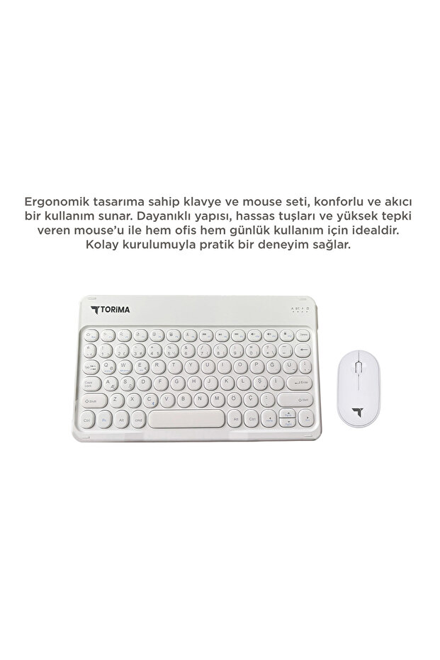 Bluetooth Kablosuz Klavye Mouse Seti TMK08 Beyaz - 3