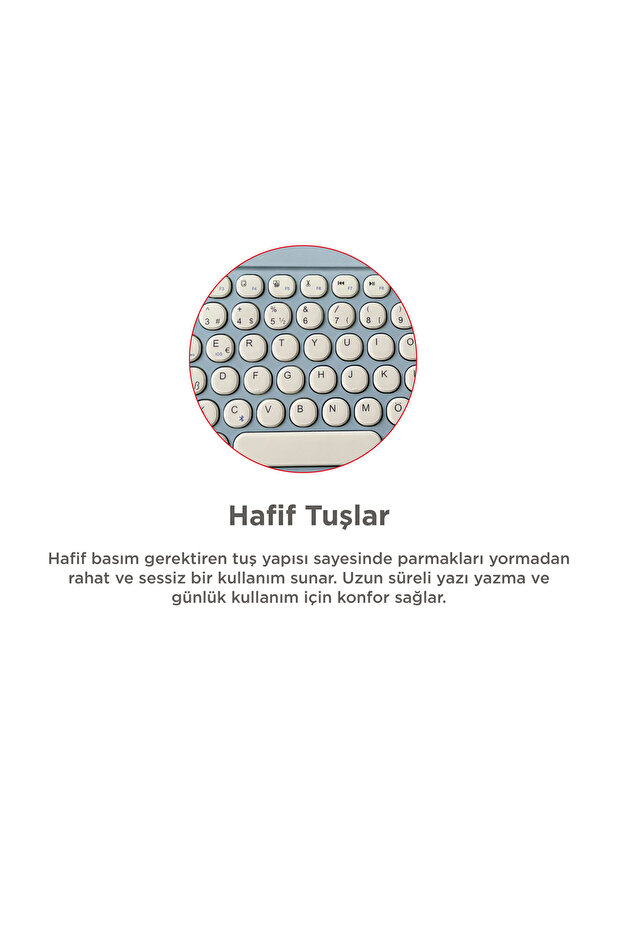 TMK-08 Mavi Kablosuz Bluetooth Klavye Mouse Seti - 4